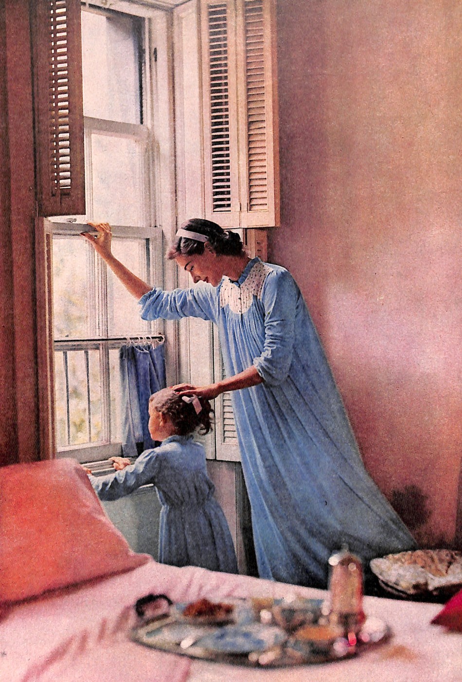 Mid-century mom and child