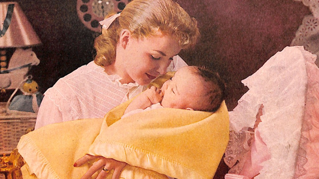 Mom and Baby in mid-century nursery