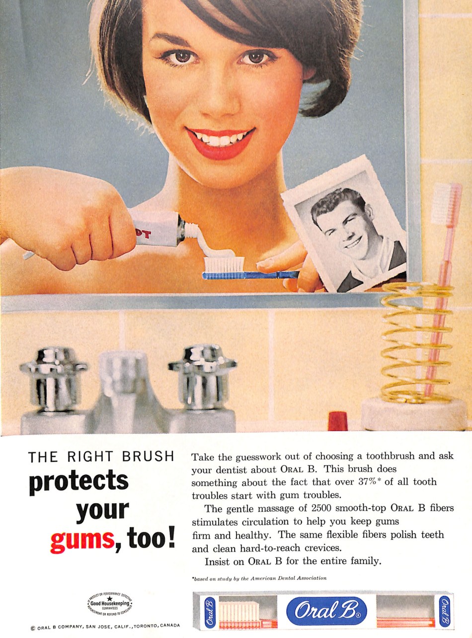 Smiling girl in mirror for Oral B