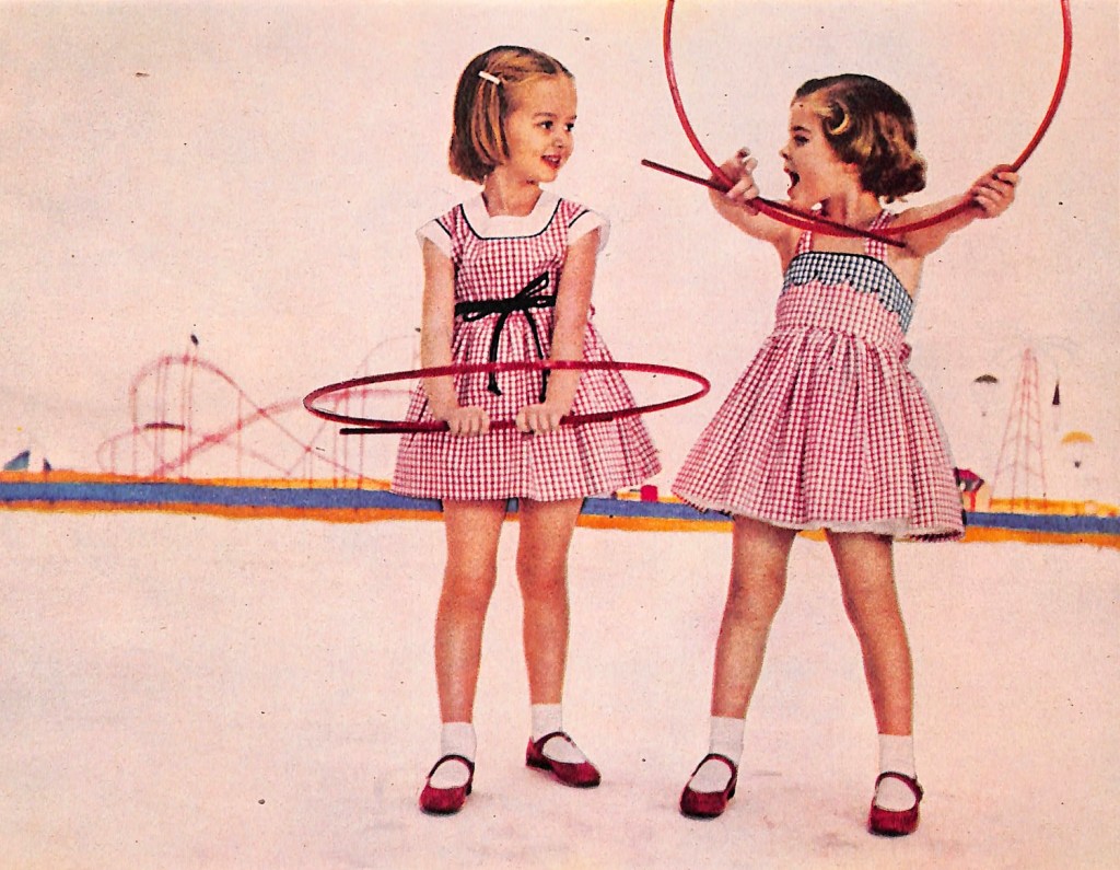 Red and white gingham with navy trim - girls fashions - 1953