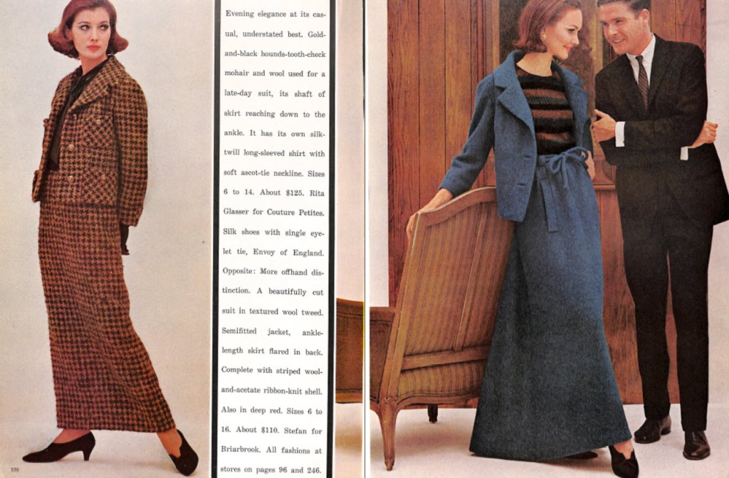 Hounds Tooth Check mohair and wool ankle skirt and Semi Fitted Jacket and Flared Skirt
