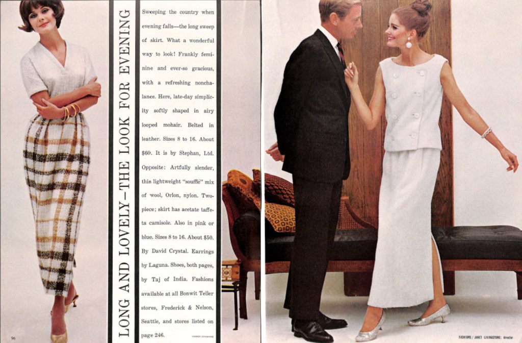 Long Plaid Skirt and Two-Piece Wool and Taffeta Double Breasted Two Piece Skirt - 1963 Good Housekeeping