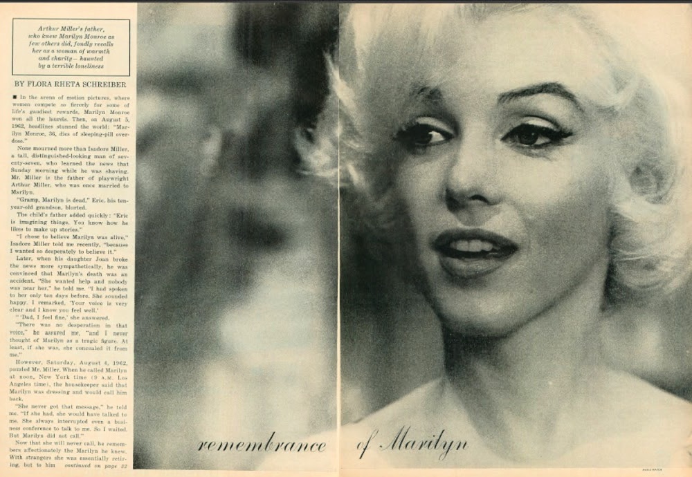 Article titled Remembrance of Marilyn published in January 1963 Good Housekeeping as told by Isadore Miller