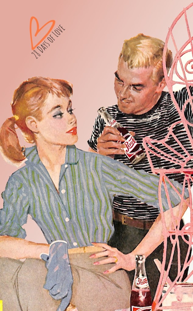 Mid-century couple having a Pepsi - March 1957 Woman's Day magazine