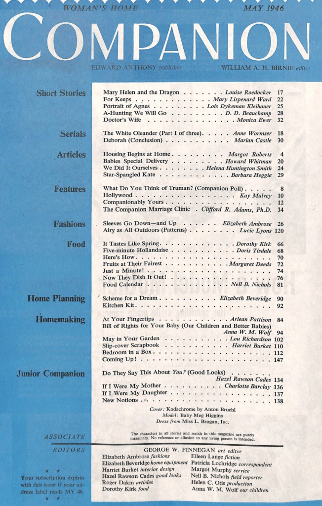 Table of Contents - Women's Home Companion May 1946