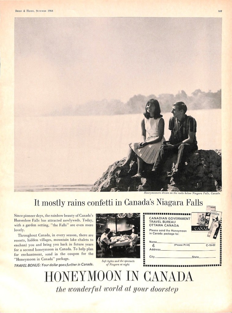 Honeymoon in Canada - 1964 Niagara Falls Ad - June Home and Bride Magazine