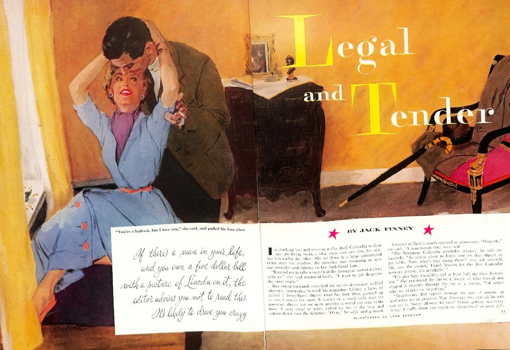 Legal and Tender by Jack Finney- 1955 Good Housekeeping Illustration by Lynn Buckham