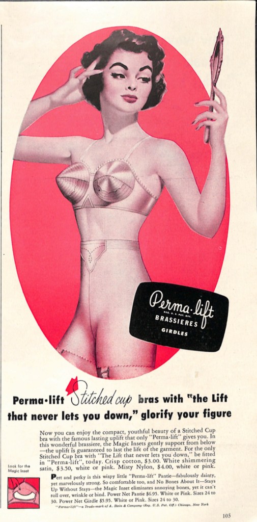 Perma-lift Stitched Cup Bra Ad - Bullet Bra - Today's Woman June 1951