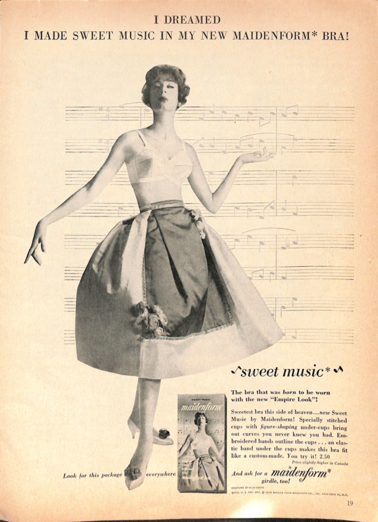 I dreamed I made sweet music in my Maidenform Bra - Good Housekeeping November 1958.