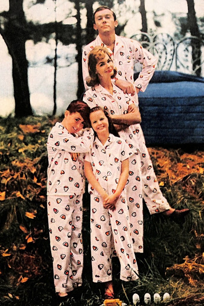 Family wearing heart pajama