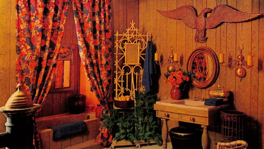 Lux gold bathroom with wood panel walls