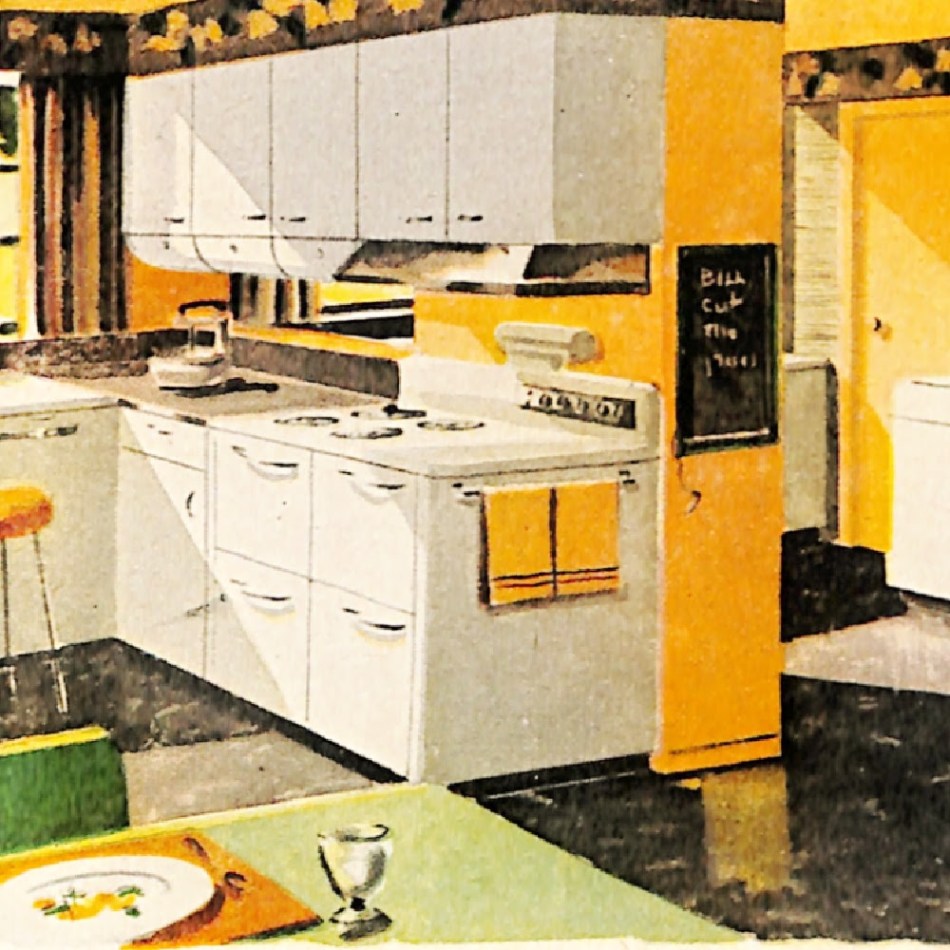 Vintage kitchen in white and gold