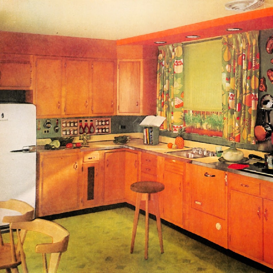 Nice kitchen from 1951 with wood cabinets